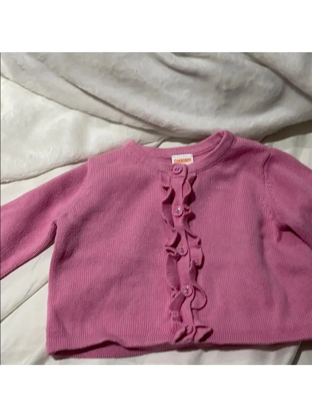 Gymboree 12-18m pink ruffle cardigan euc